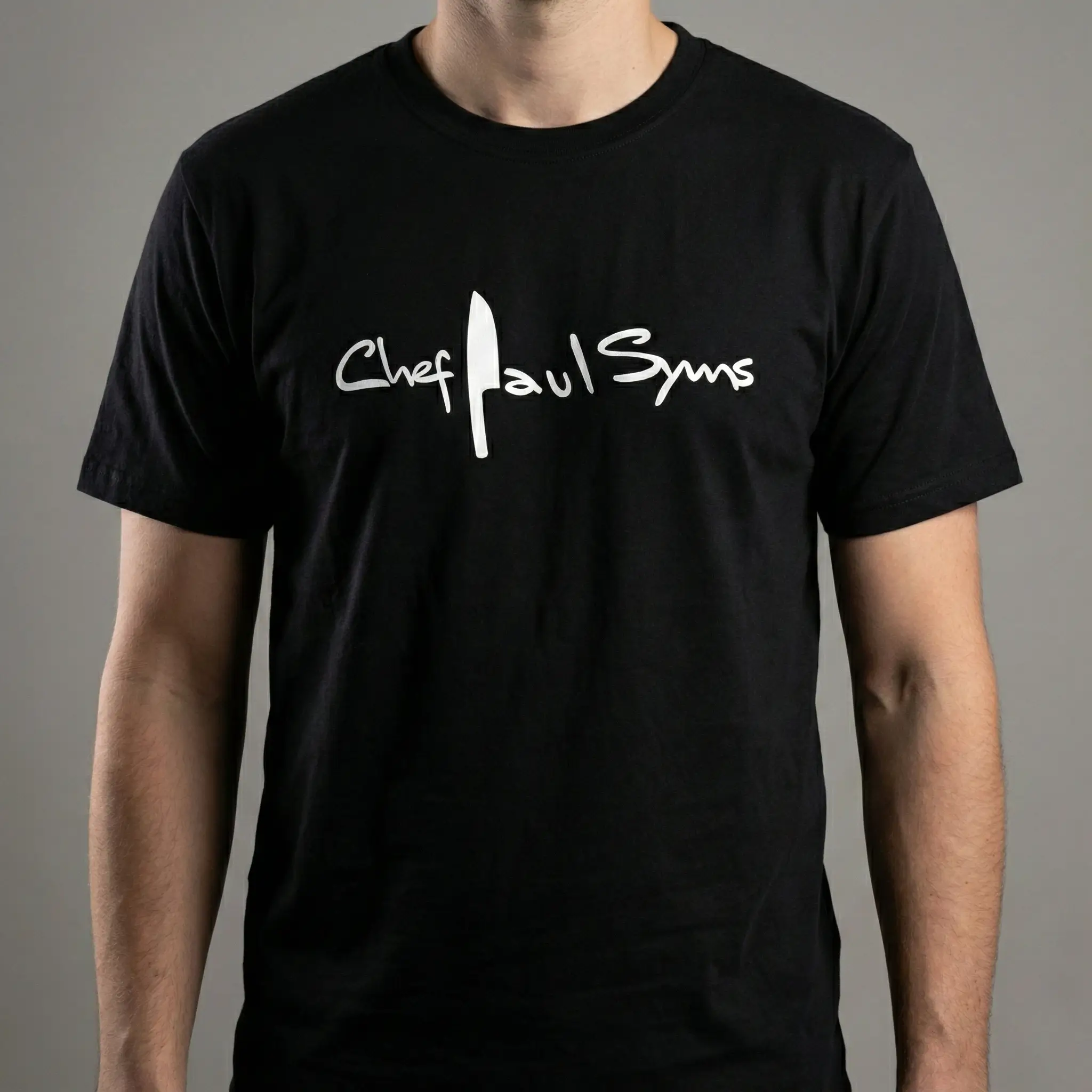 Chef Syms casual shirt with distinctive branding